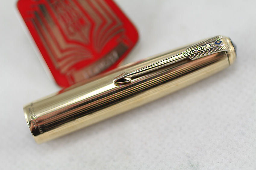 [long37仓库]第5955号派克51 1/10 16k包金四条纹套蓝黑色钢笔